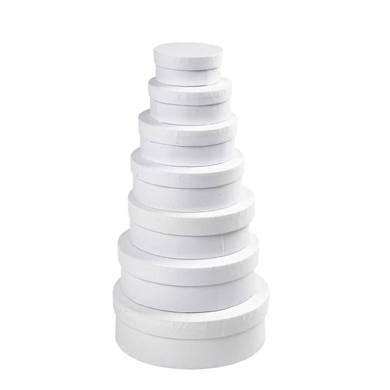 Creativ company ronde dozen, h: 4+4,5+5+5,5+6+6,5+7 cm, d 8,5+10,5+12,5+14,5+16,5+18,5+21,5 cm, wit, 7 stuk 1 set