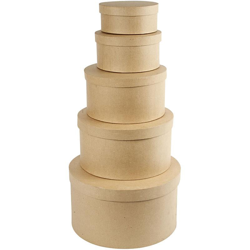 Creativ company ronde hoedendozen, h: 8+10+13+15+19 cm, d 16,5+18,5+24+28,5+35,5 cm, 5 stuk 1 set
