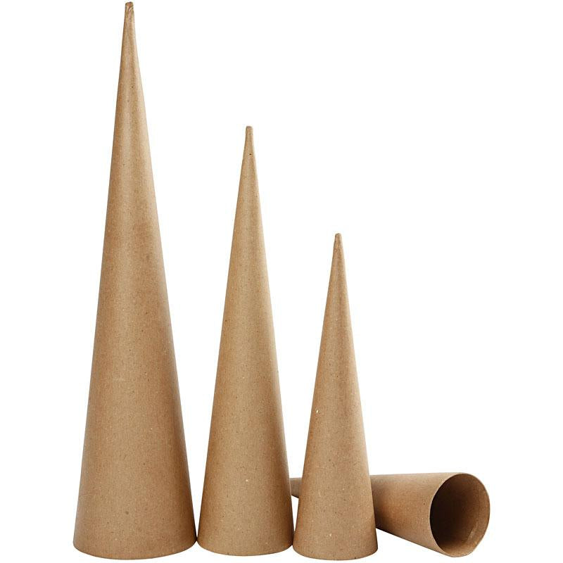 Creativ company hoge kegels, h: 30-40-50 cm, d 8-9-11,5 cm, 3 stuk 1 doos