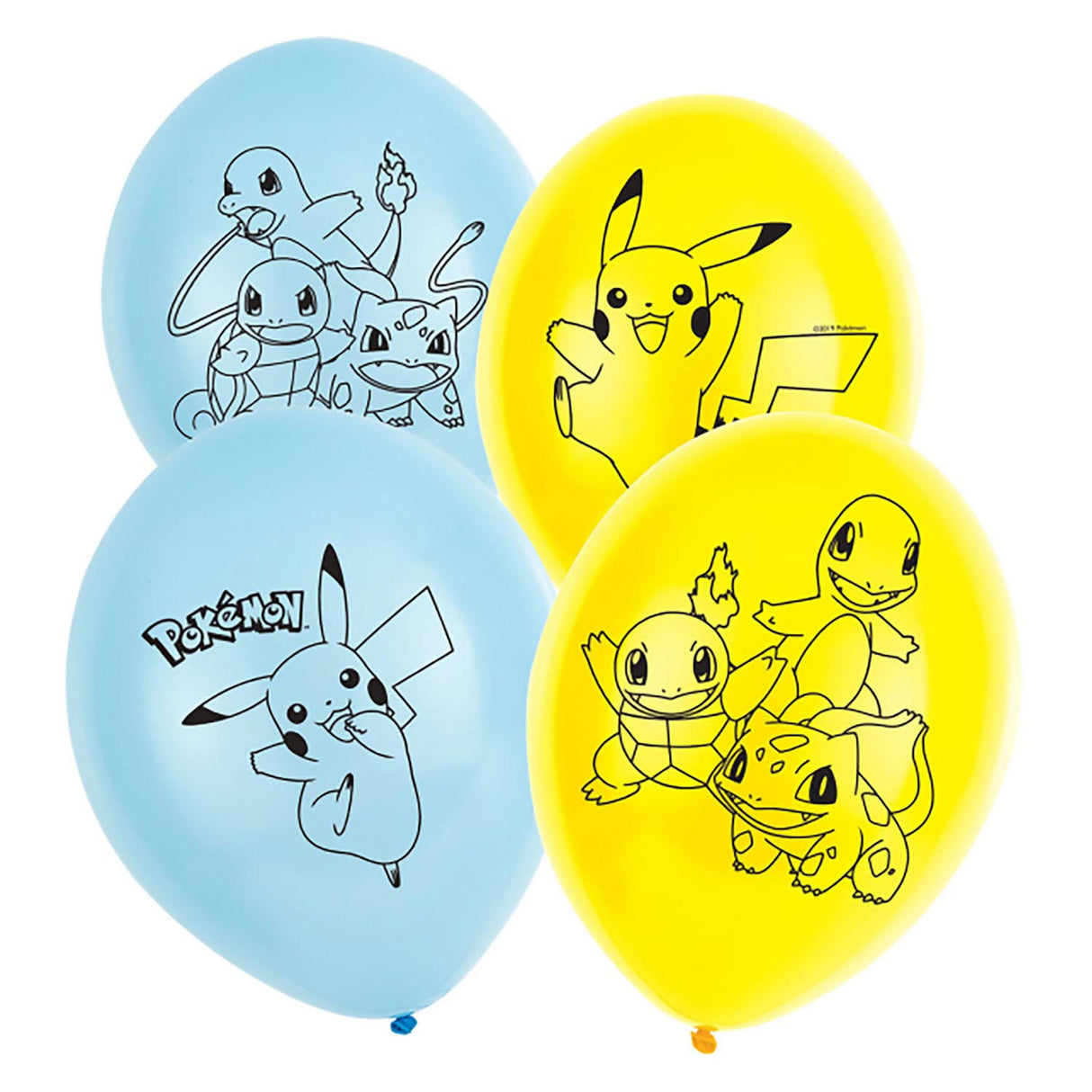 Haza witbaard pokemon ballonnen, 6st.