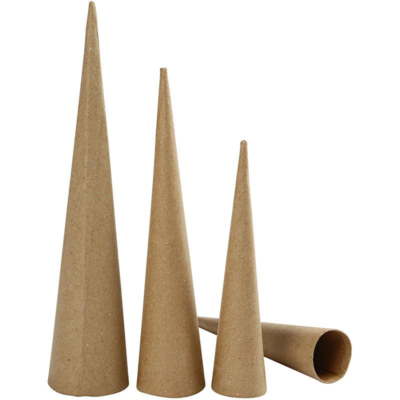 Creativ company hoge kegels, h: 20-25-30 cm, d 4-5-6 cm, 3 stuk 1 doos