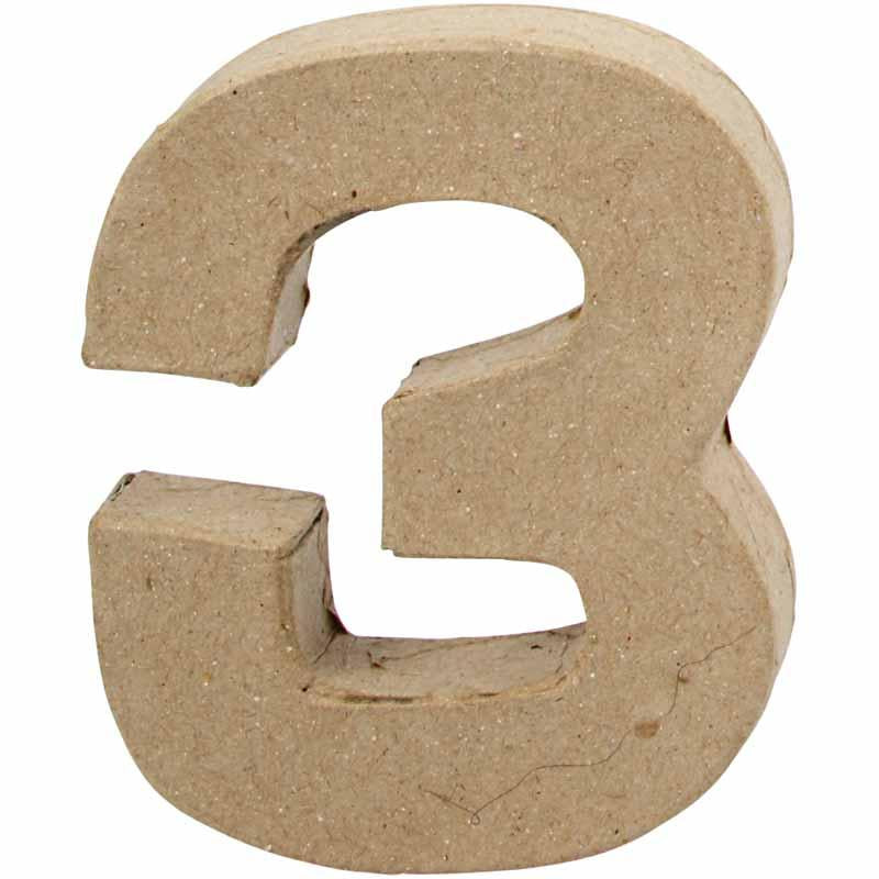 Creativ company cijfer, 3, h: 10 cm, b: 8 cm, dikte 1,7 cm, 1 stuk