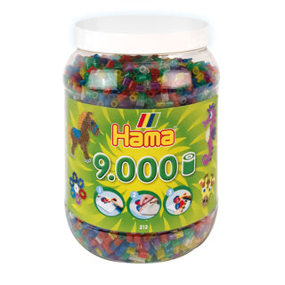 Hama strijkkralen ton met 9000 stuks glitter transparant