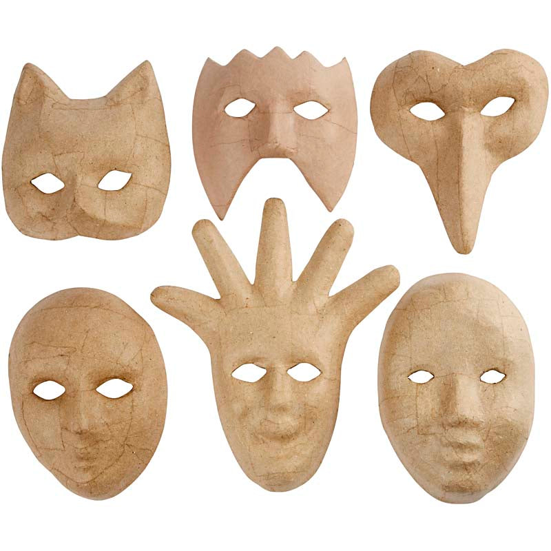 Creativ company maskers, h: 12-21 cm, 6 stuk 1 doos