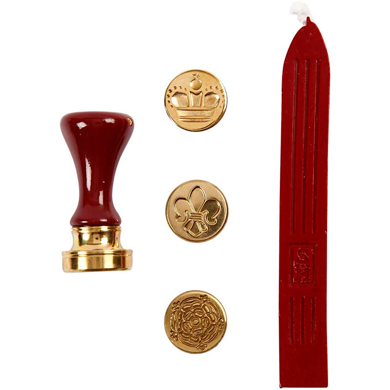 Creativ company zegel set, kroon, bloem, franse lelie, d 18 mm, 1 set