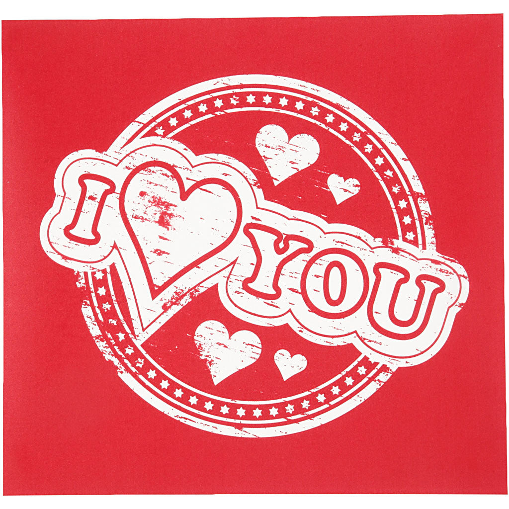 Screen stencil, i love you, vel 20x22 cm, 1 vel