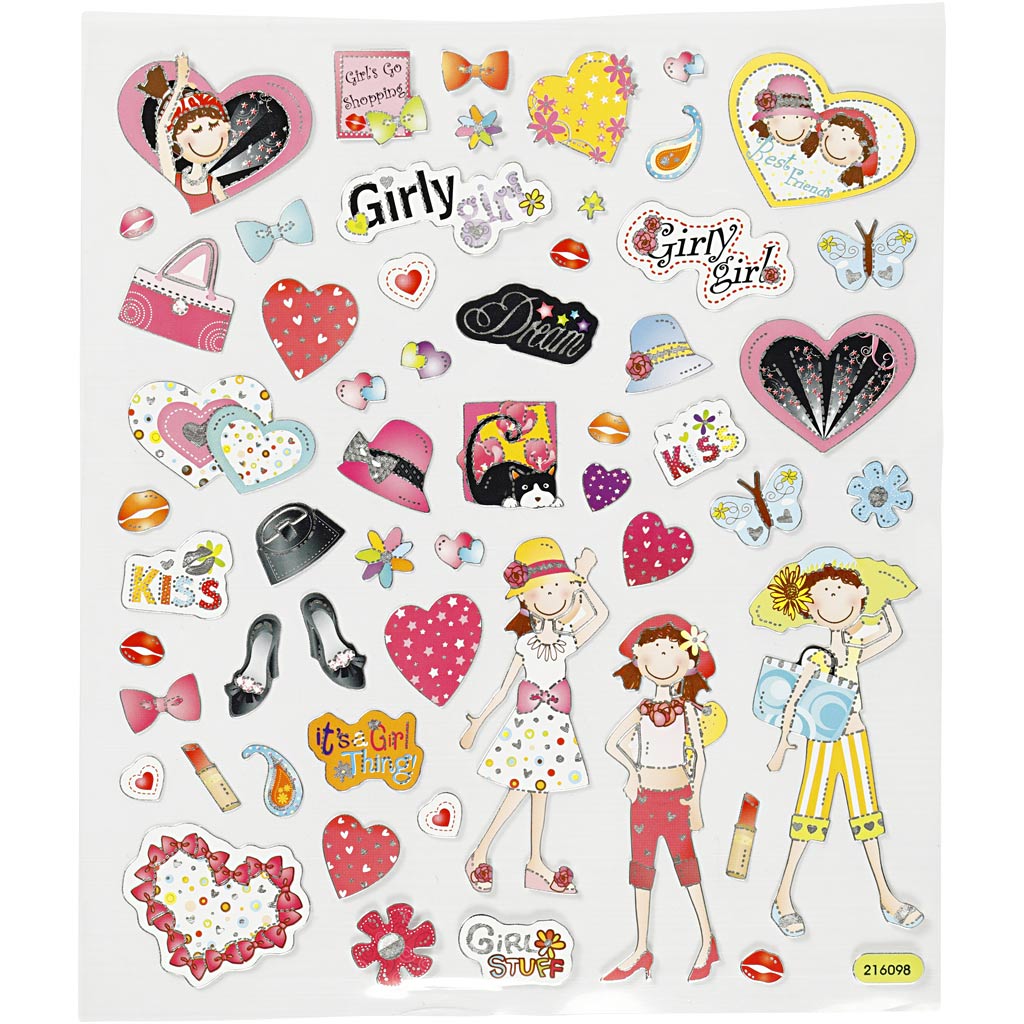 Creativ company stickers, meidendingen, vel 15x16,5 cm, 1 vel