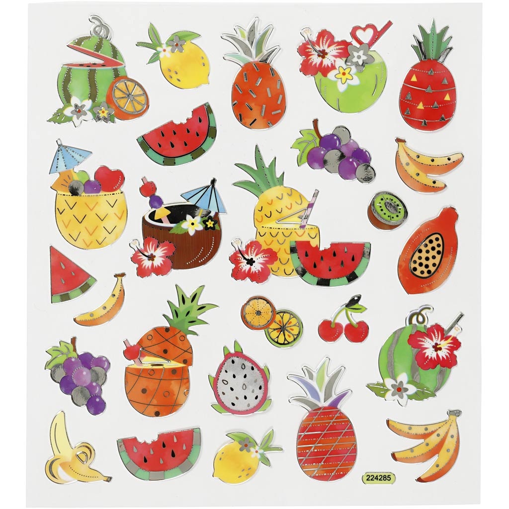 Creativ company stickers, exotisch fruit, vel 15x16,5 cm, 1 vel