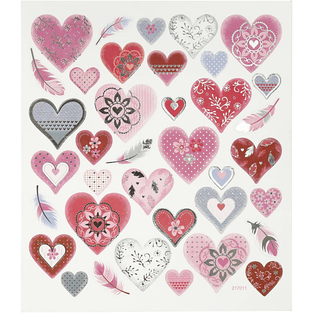 Creativ company stickers, harten, vel 15x16,5 cm, 1 vel