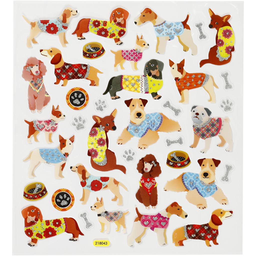 Creativ company stickers, honden, vel 15x16,5 cm, 1 vel