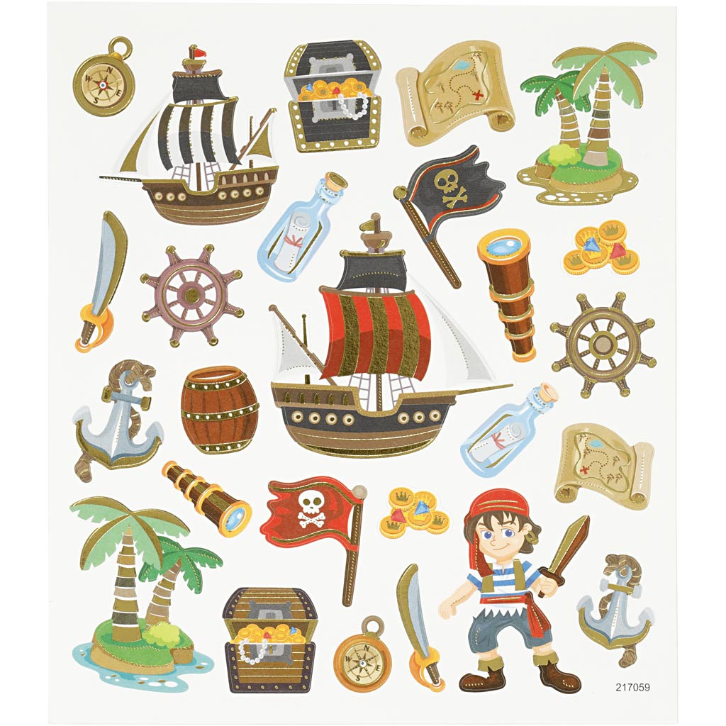 Creativ company stickers, piraten, vel 15x16,5 cm, 1 vel