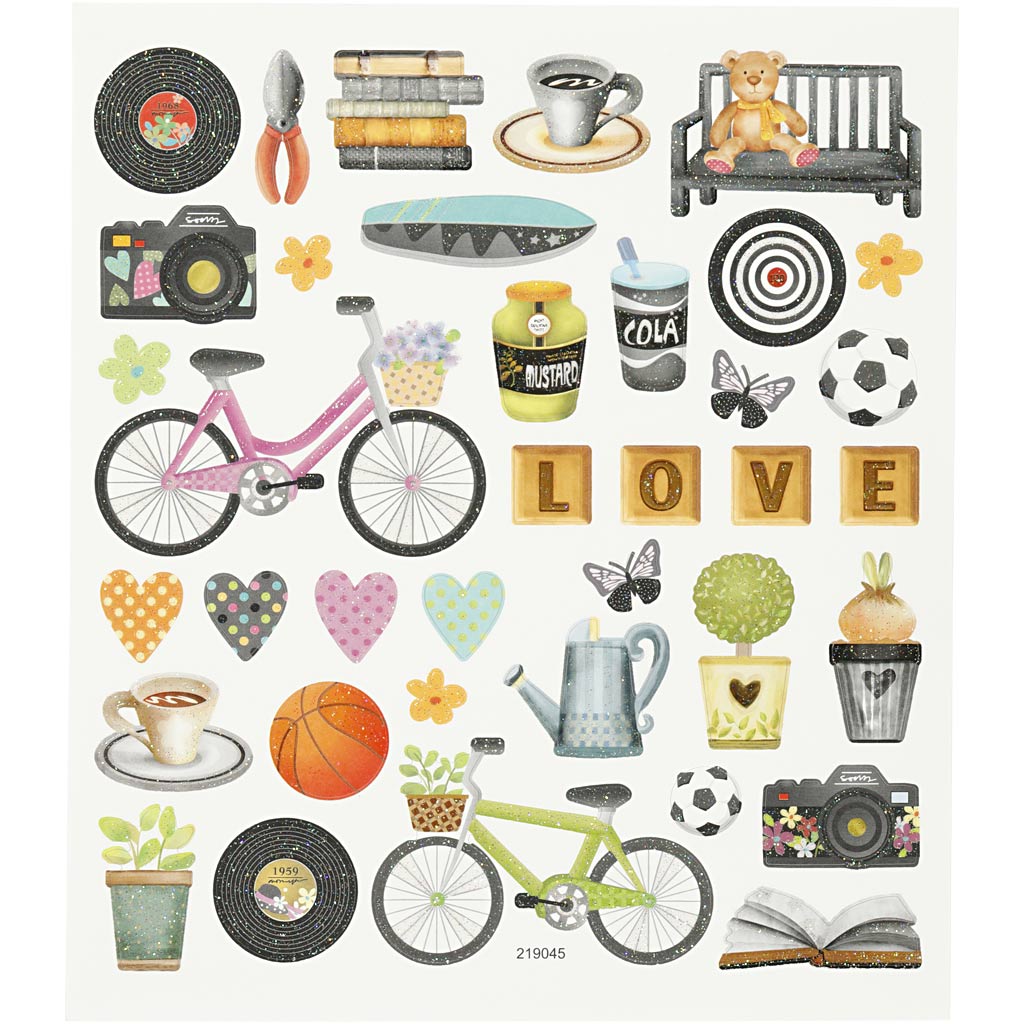 Creativ company stickers, vrije tijd, vel 15x16,5 cm, 1 vel