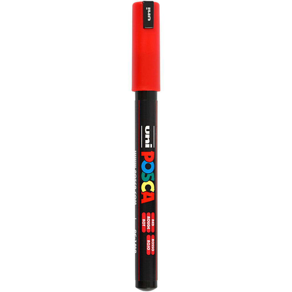 Uni-posca posca marker, afm pc-1mr, lijndikte 0,7 mm, extra-fijn, rood, 1 stuk