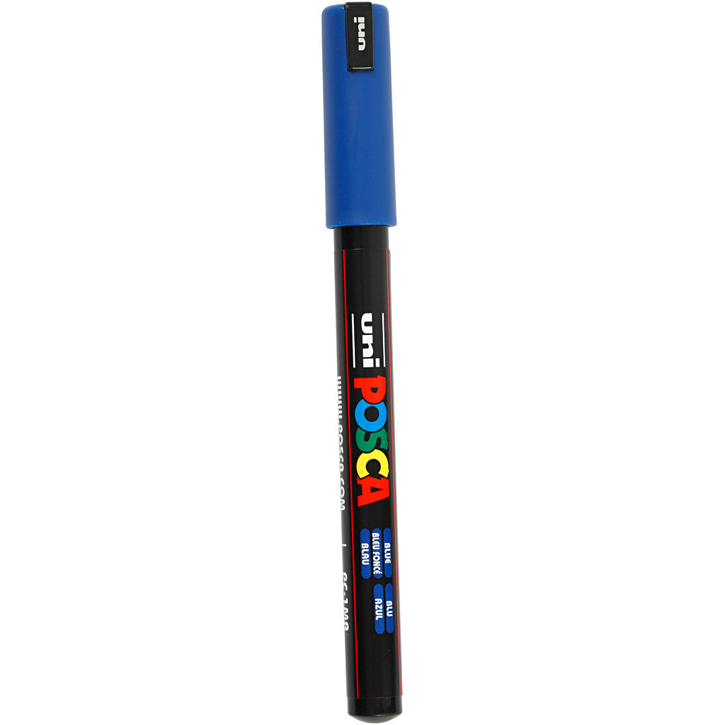 Uni-posca posca marker, afm pc-1mr, lijndikte 0,7 mm, extra-fijn, blauw, 1 stuk