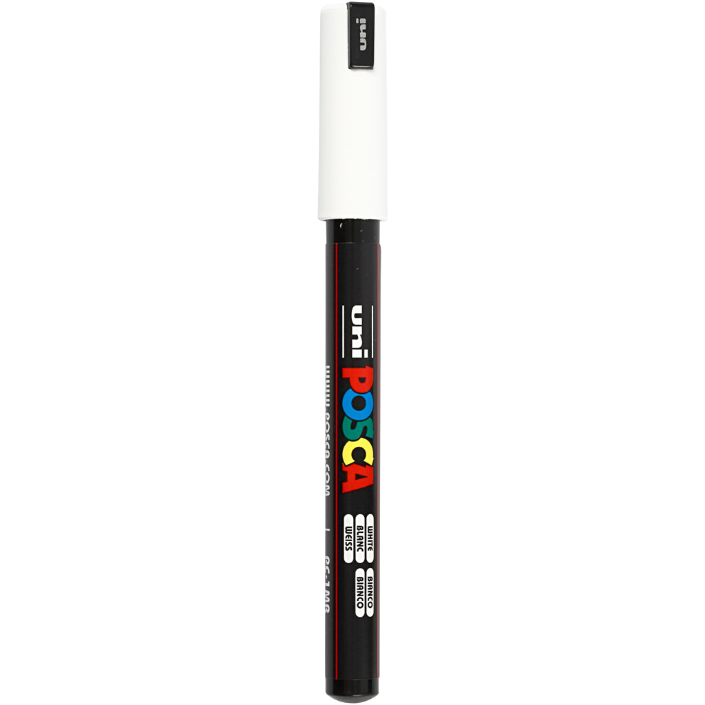 Uni-posca posca marker, afm pc-1mr, lijndikte 0,7 mm, extra-fijn, wit, 1 stuk
