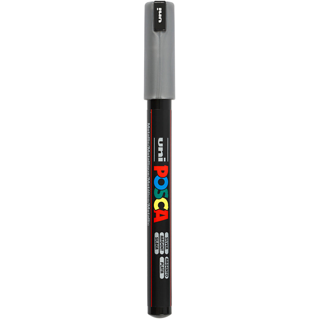 Uni-posca posca marker, afm pc-1mr, lijndikte 0,7 mm, extra-fijn, zilver, 1 stuk