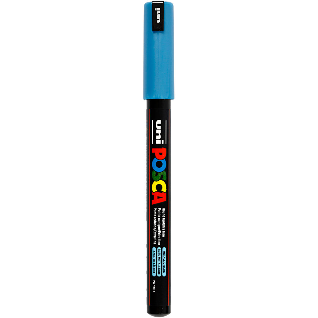 Uni-posca posca marker, afm pc-1mr, lijndikte 0,7 mm, extra-fijn, metallic blauw, 1 stuk