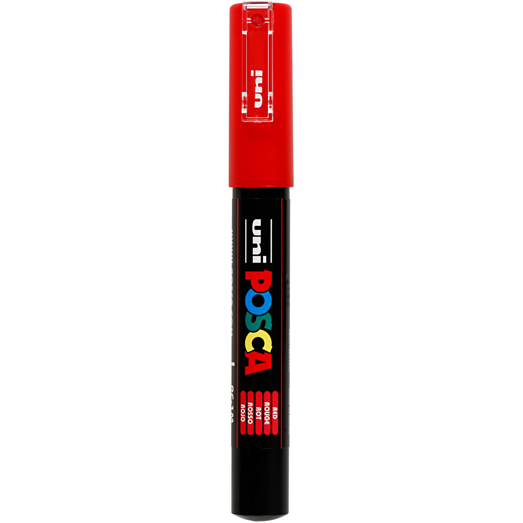 Uni-posca posca marker, afm pc-1m, lijndikte 0,7 mm, extra-fijn, rood, 1 stuk