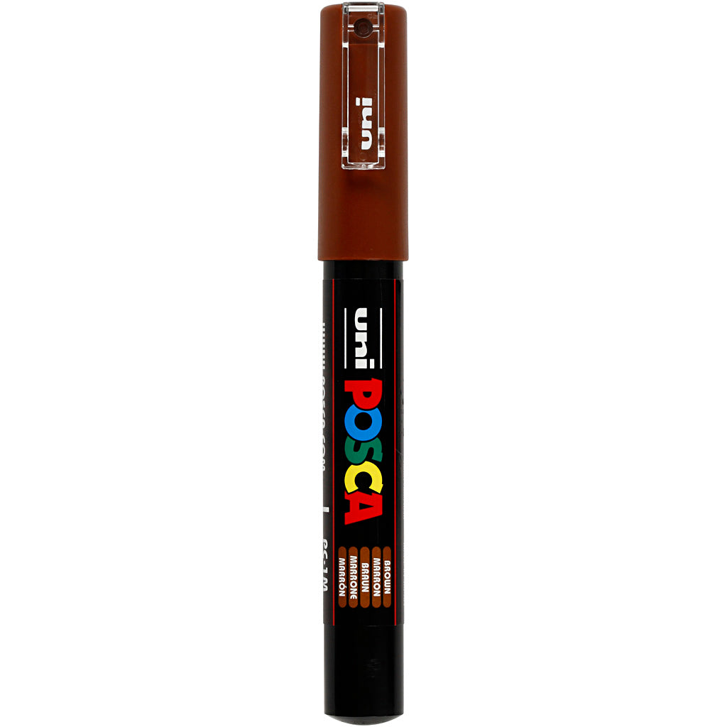 Uni-posca posca marker, afm pc-1m, lijndikte 0,7 mm, extra-fijn, bruin, 1 stuk