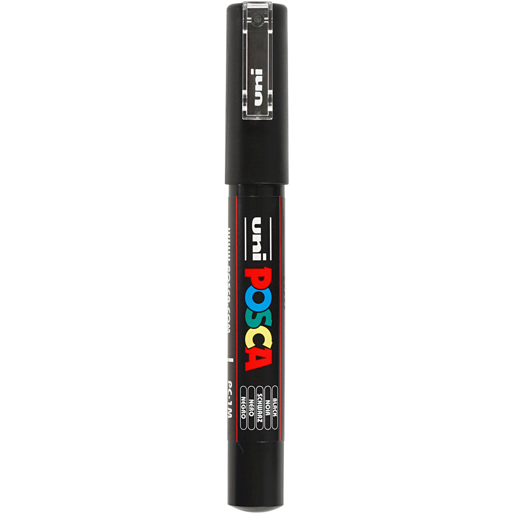Uni-posca posca marker, afm pc-1m, lijndikte 0,7 mm, extra-fijn, zwart, 1 stuk