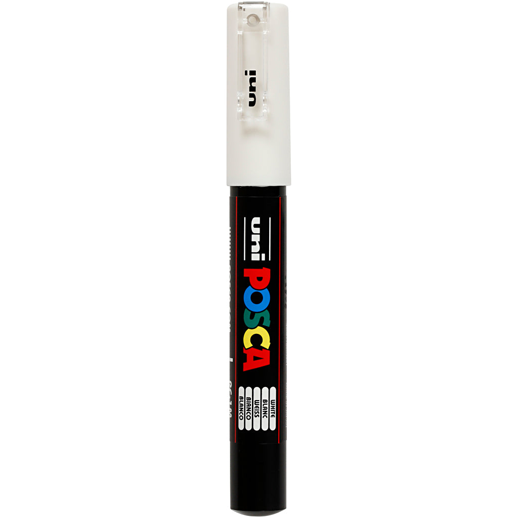 Uni-posca posca marker, afm pc-1m, lijndikte 0,7 mm, extra-fijn, wit, 1 stuk