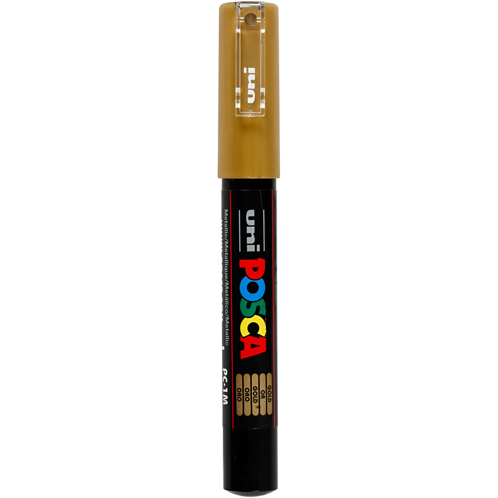 Uni-posca posca marker, afm pc-1m, lijndikte 0,7 mm, extra-fijn, goud, 1 stuk
