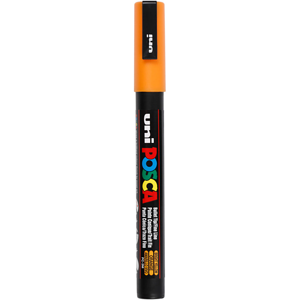 Uni-posca posca marker, afm pc-3m, lijndikte 0,9-1,3 mm, fijn, bright yellow, 1 stuk