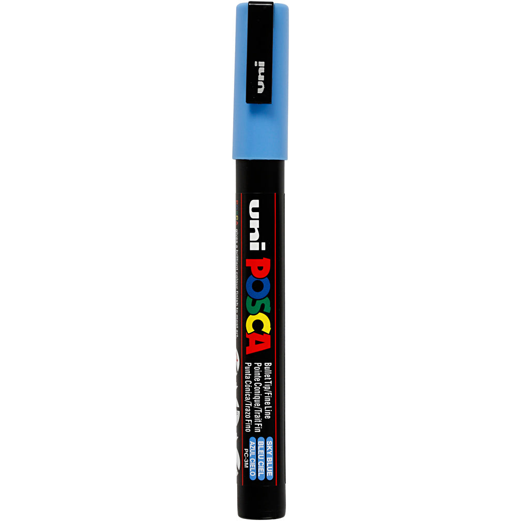 Uni-posca posca marker, afm pc-3m, lijndikte 0,9-1,3 mm, fijn, hemelsblauw, 1 stuk