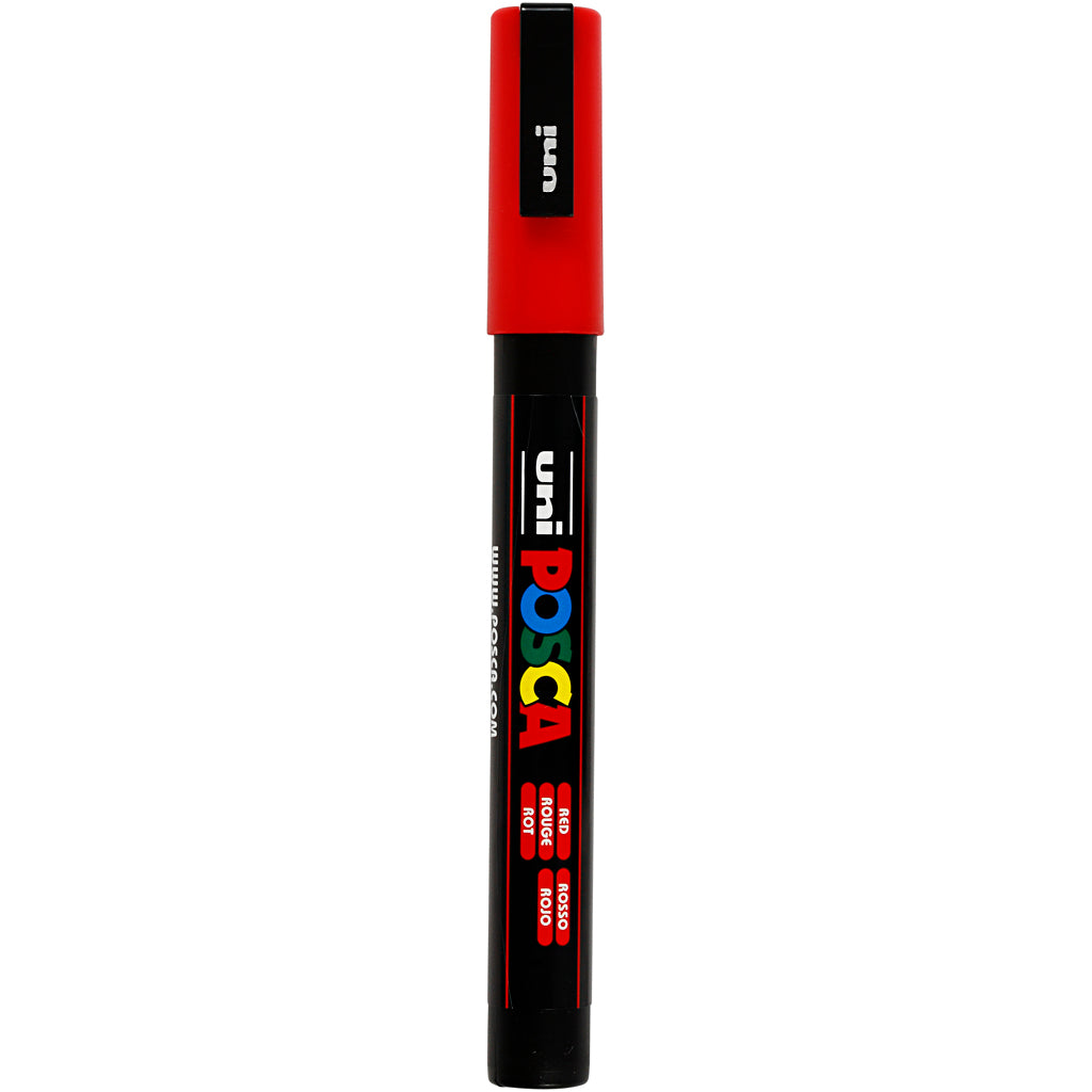 Uni-posca posca marker, afm pc-3m, lijndikte 0,9-1,3 mm, fijn, rood, 1 stuk