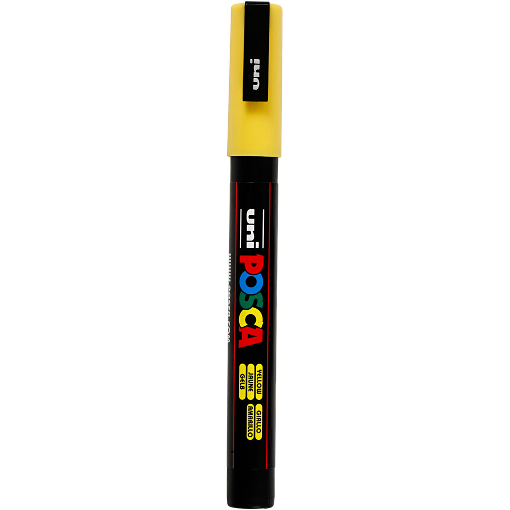Uni-posca posca marker, afm pc-3m, lijndikte 0,9-1,3 mm, fijn, geel, 1 stuk