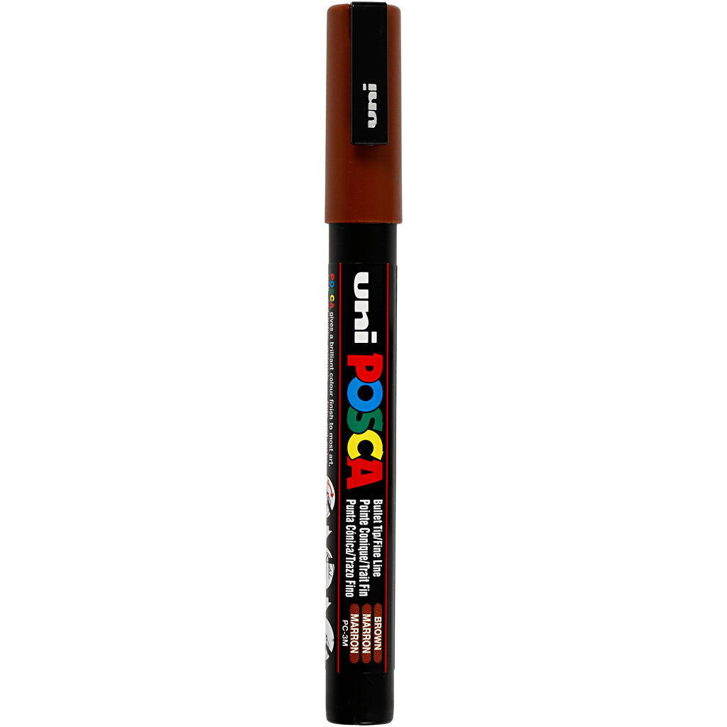 Uni-posca posca marker, afm pc-3m, lijndikte 0,9-1,3 mm, fijn, bruin, 1 stuk