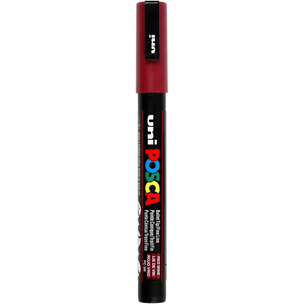 Uni-posca posca marker, afm pc-3m, lijndikte 0,9-1,3 mm, fijn, rode wijn, 1 stuk