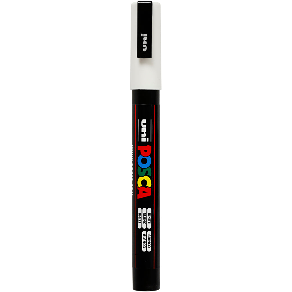 Uni-posca posca marker, afm pc-3m, lijndikte 0,9-1,3 mm, fijn, wit, 1 stuk