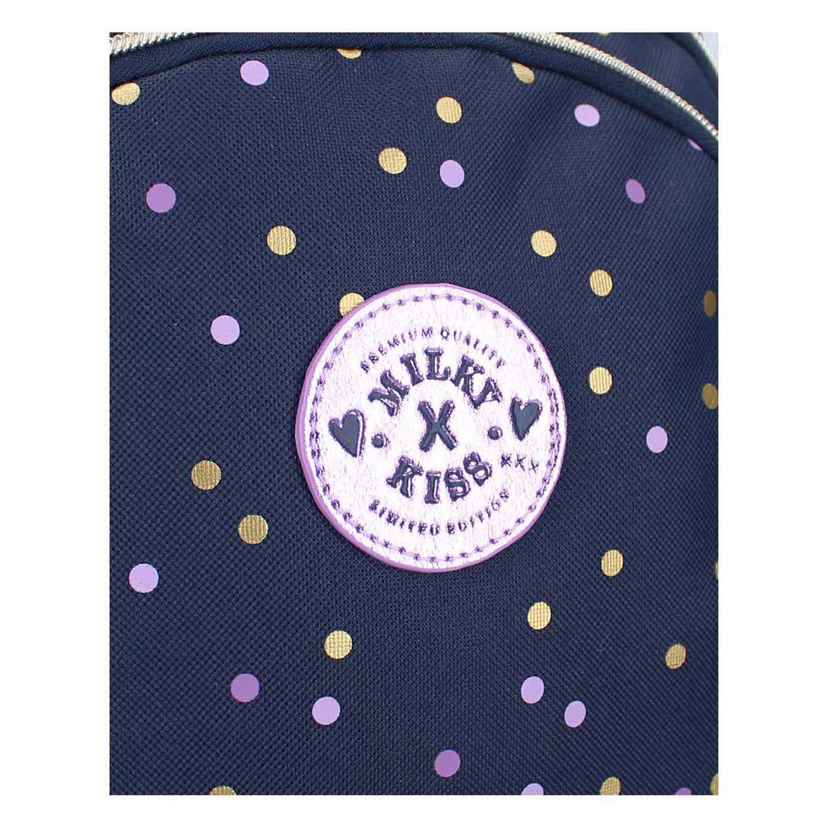 Milky kiss rugzak dotted delight paars gouden stippen, 3-vaks