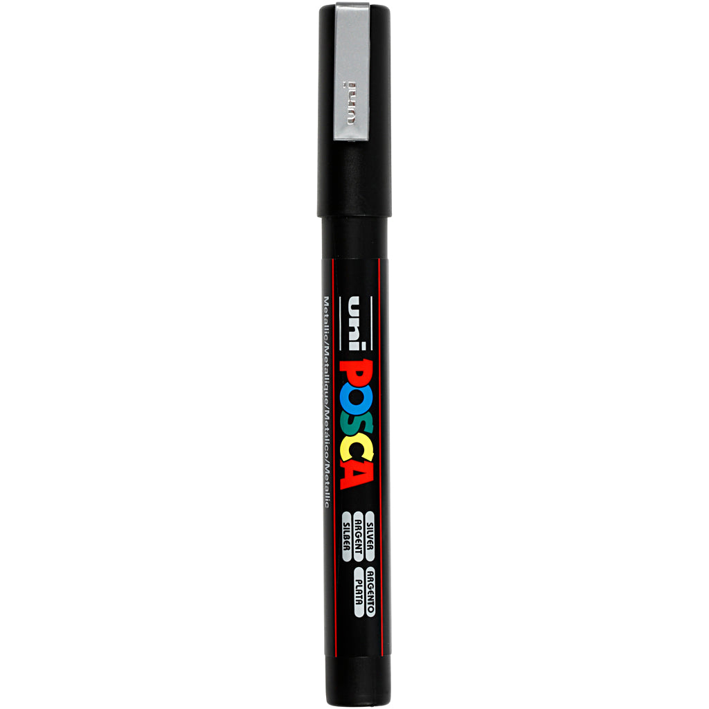 Uni-posca posca marker, afm pc-3m, lijndikte 0,9-1,3 mm, fijn, zilver, 1 stuk