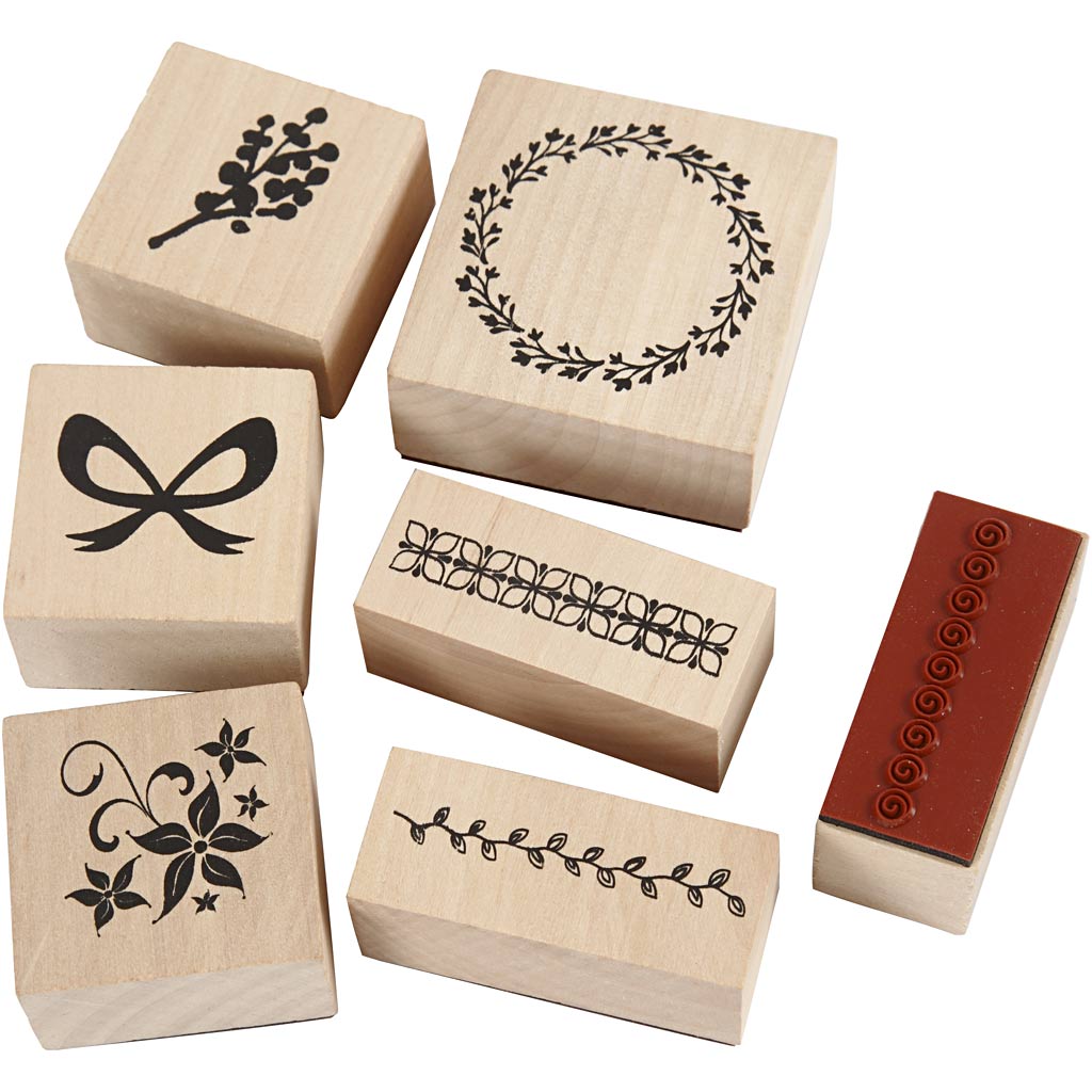 Creativ company stempelset, natuur, 7 div 1 doos