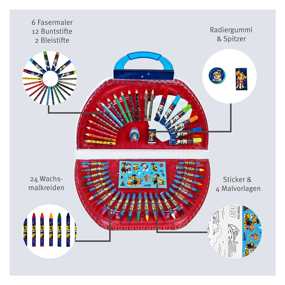 Undercover paw patrol kleurkoffer, 51dlg.