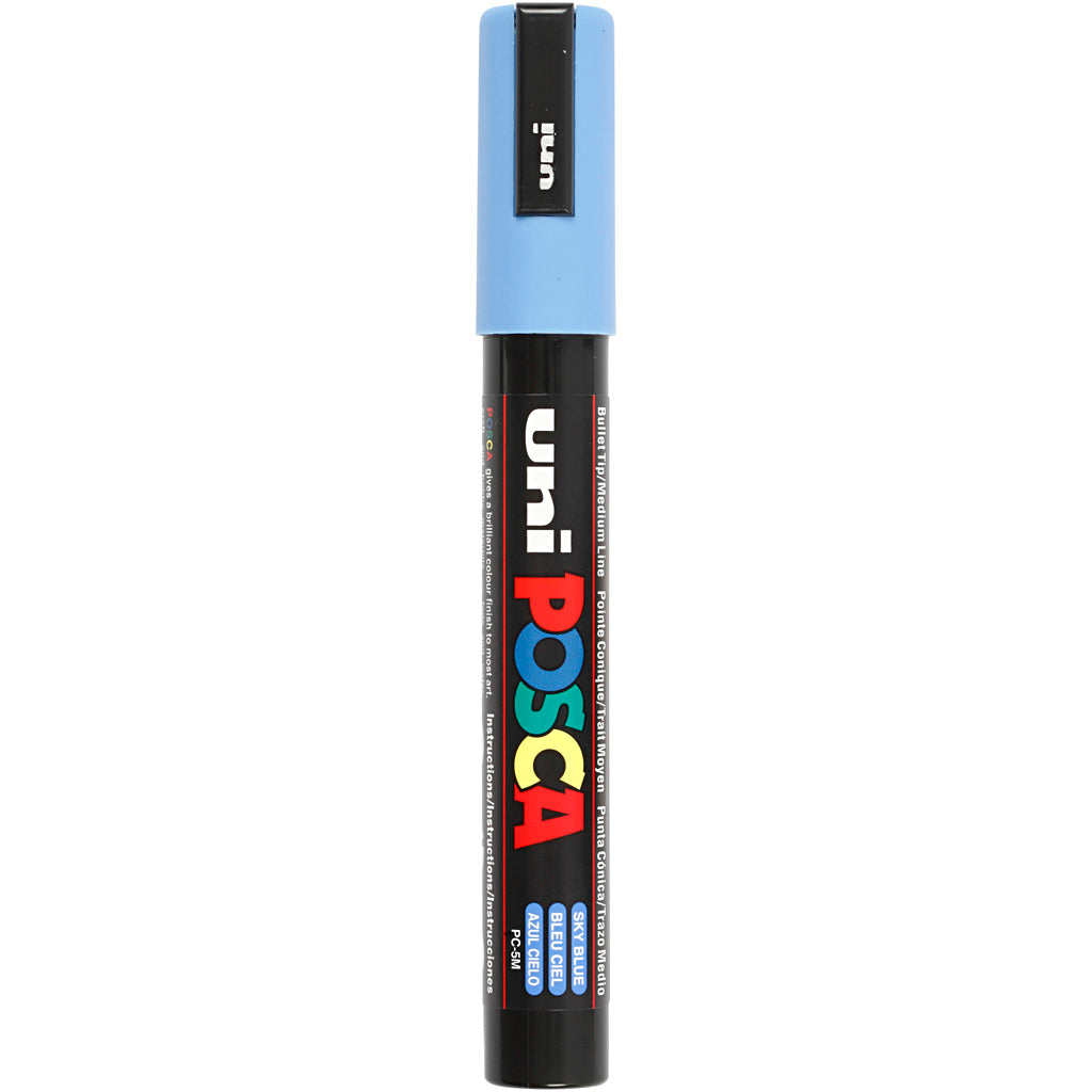 Uni-posca posca marker, afm pc-5m, lijndikte 2,5 mm, medium, hemelsblauw, 1 stuk