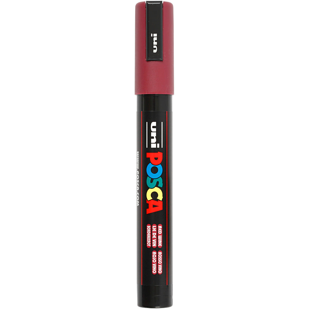 Uni-posca posca marker, afm pc-5m, lijndikte 2,5 mm, medium, rode wijn, 1 stuk