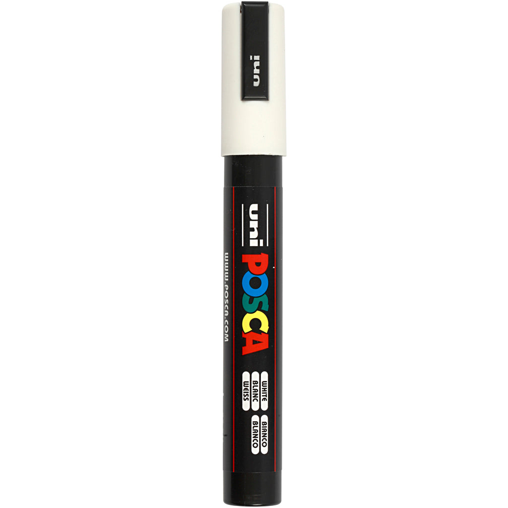 Uni-posca posca marker, afm pc-5m, lijndikte 2,5 mm, medium, wit, 1 stuk