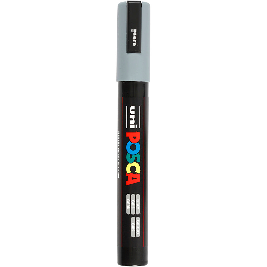 Uni-posca posca marker, afm pc-5m, lijndikte 2,5 mm, medium, grijs, 1 stuk