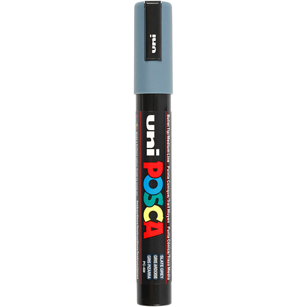 Uni-posca posca marker, afm pc-5m, lijndikte 2,5 mm, medium, leigrijs, 1 stuk