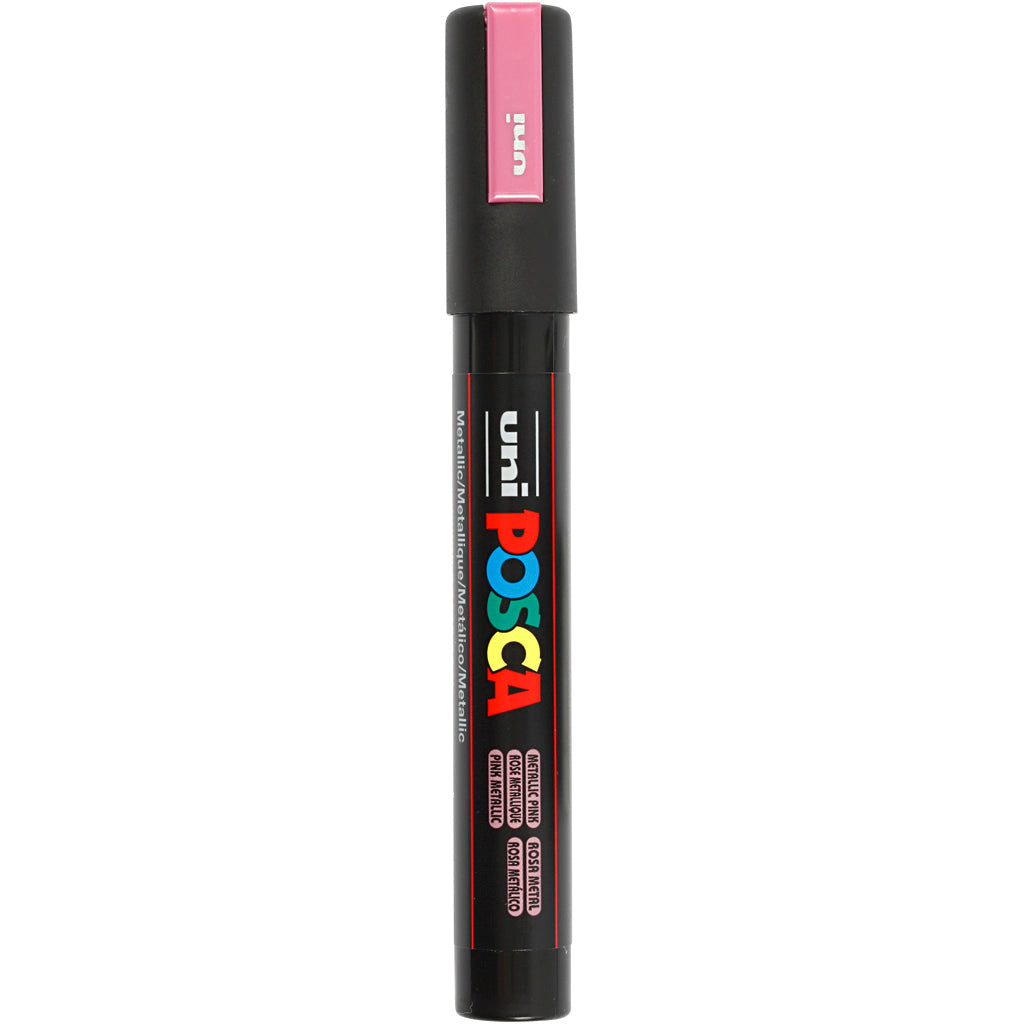 Uni-posca posca marker, afm pc-5m, lijndikte 2,5 mm, medium, metallic roze, 1 stuk