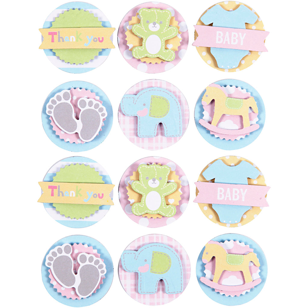 Creativ company 3d baby stickers, baby, d 35 mm, dikte 5 mm, 1 vel