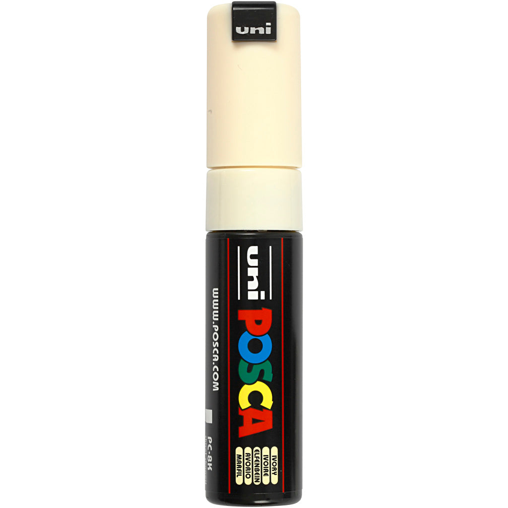 Uni-posca posca marker, afm pc-8k, lijndikte 8 mm, breed, ivoor, 1 stuk