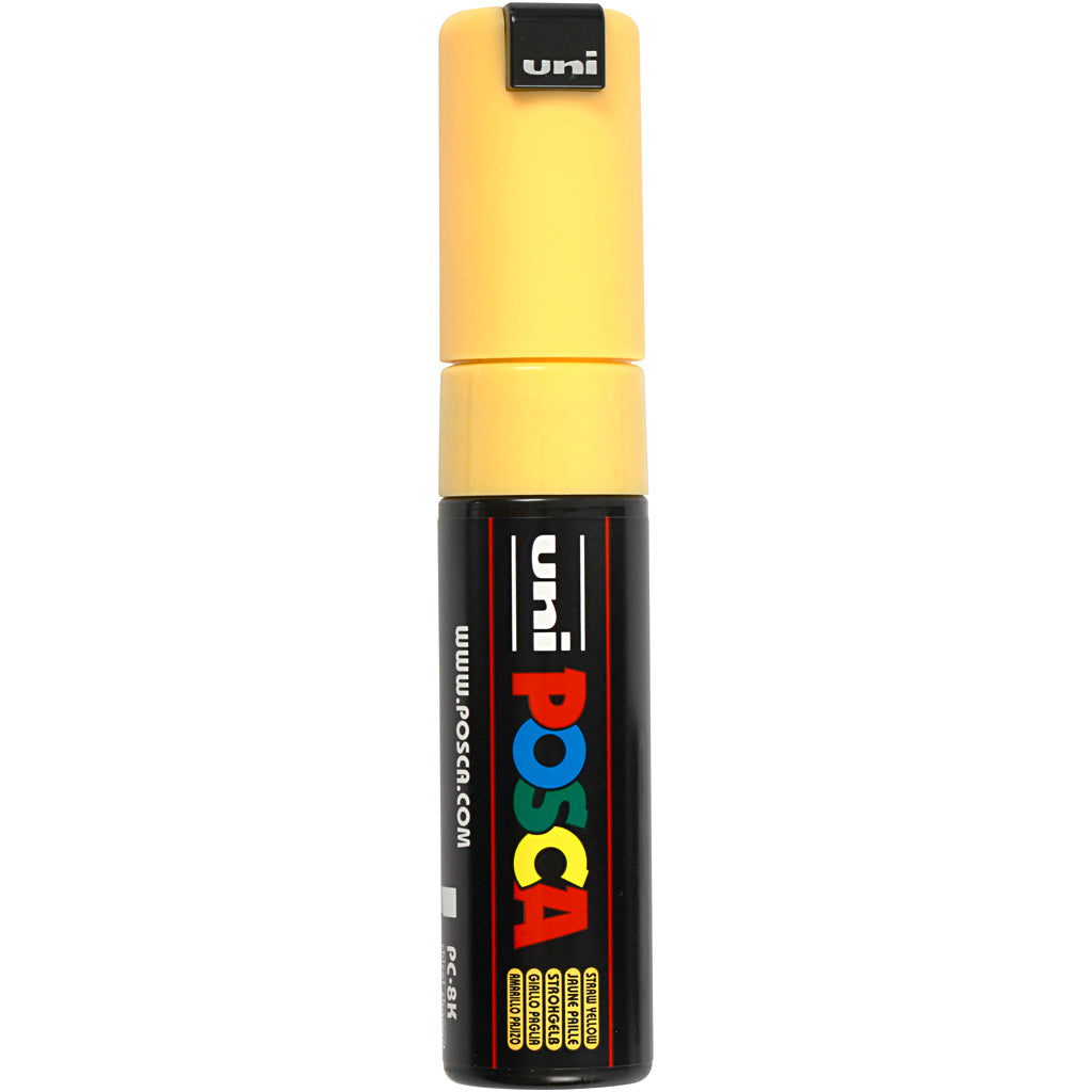 Uni-posca posca marker, afm pc-8k, lijndikte 8 mm, breed, strogeel, 1 stuk