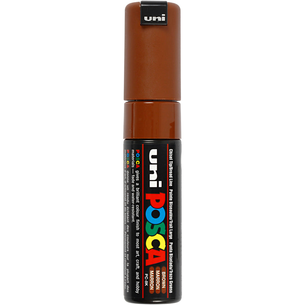 Uni-posca posca marker, afm pc-8k, lijndikte 8 mm, breed, bruin, 1 stuk