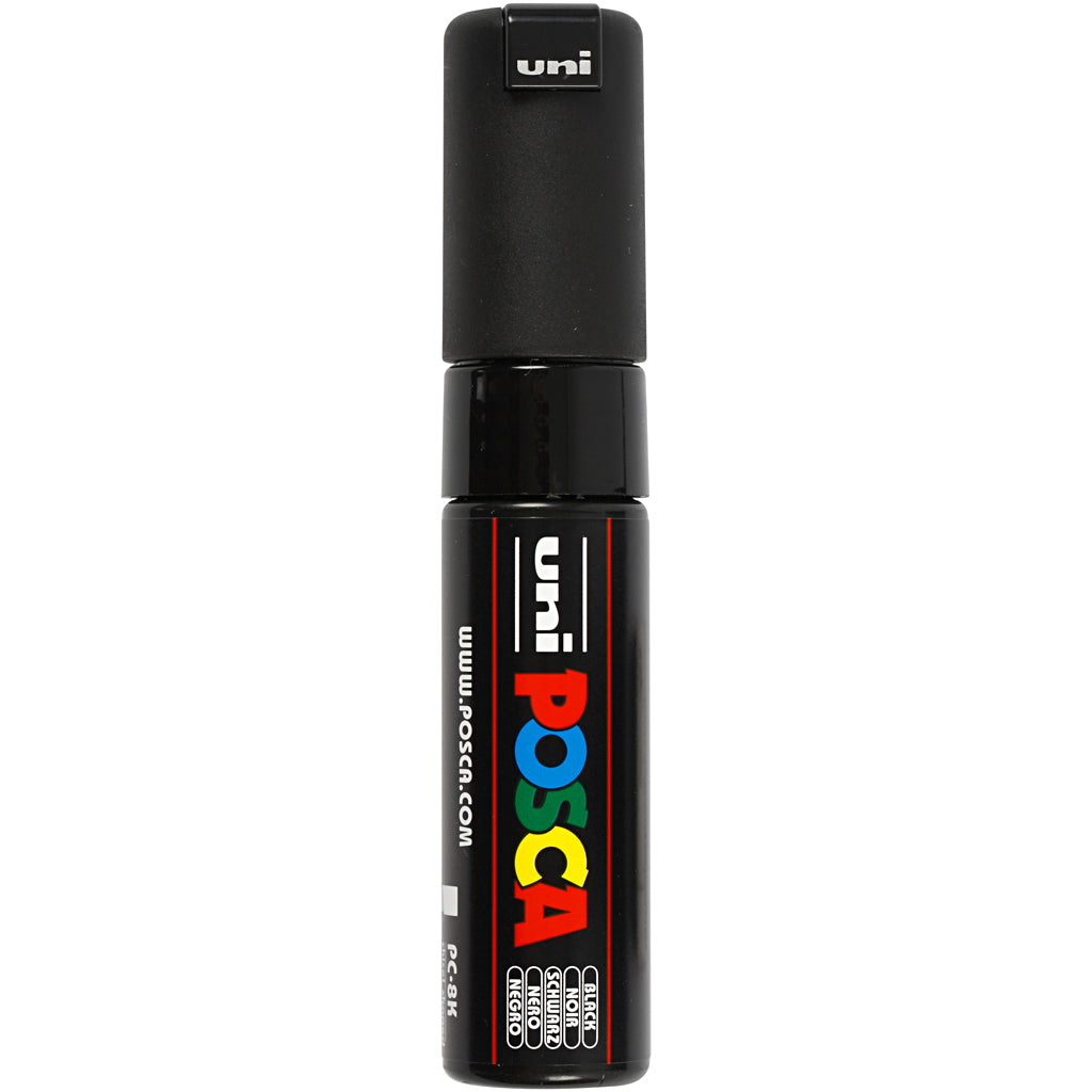 Uni-posca posca marker, afm pc-8k, lijndikte 8 mm, breed, zwart, 1 stuk