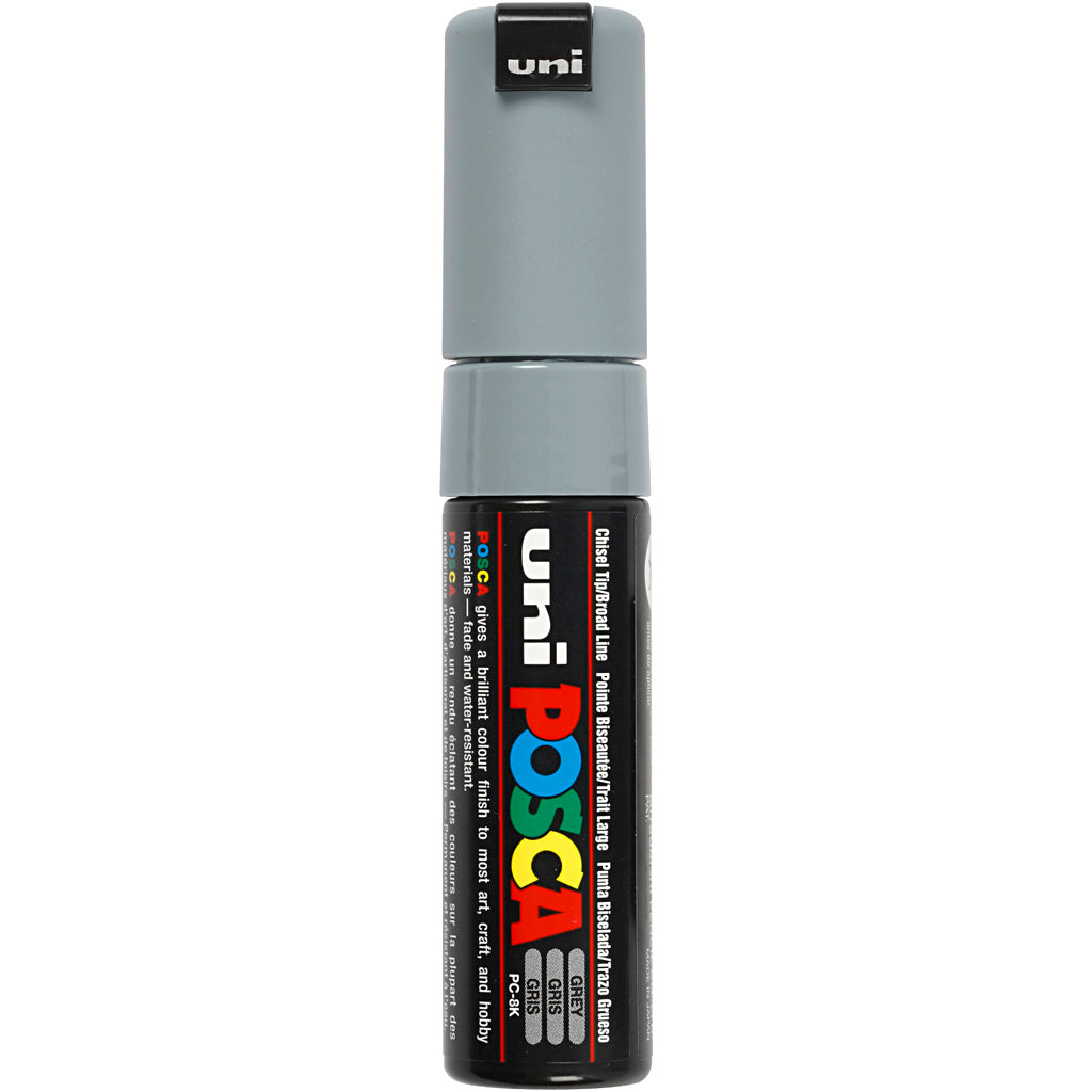 Uni-posca posca marker, afm pc-8k, lijndikte 8 mm, breed, grijs, 1 stuk