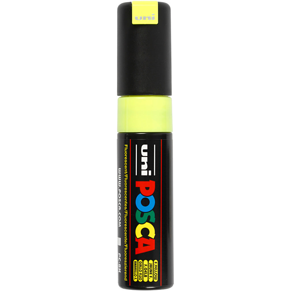 Uni-posca posca marker, afm pc-8k, lijndikte 8 mm, breed, fluo geel, 1 stuk